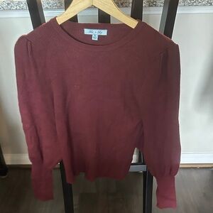She + Sky Rich Burgundy Crew Neck Sweater